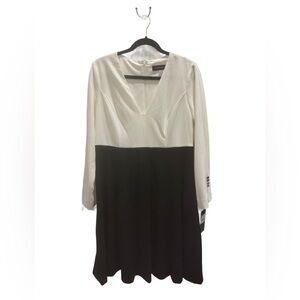 Andrew Marc Black and Cream Long Sleeve Dress